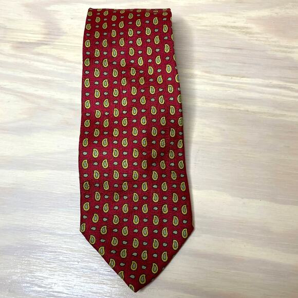 Christian Dior Red 100% Silk Print Neck Tie Mens - Picture 1 of 6
